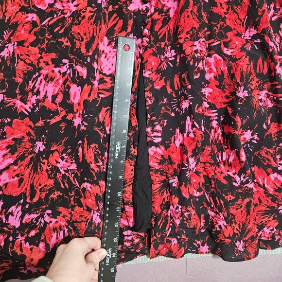 The Kooples Firework Print Midi Dress Black Red Pink V-Neck Size 1 FROB24151K - Picture 10 of 16